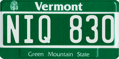 VT license plate NIQ830