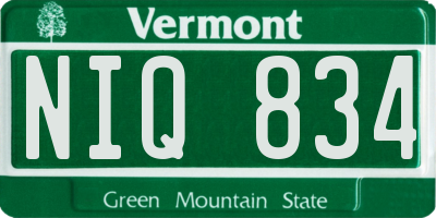 VT license plate NIQ834