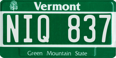 VT license plate NIQ837