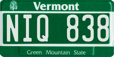 VT license plate NIQ838