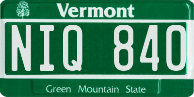 VT license plate NIQ840