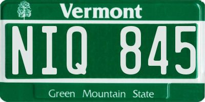 VT license plate NIQ845