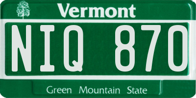 VT license plate NIQ870