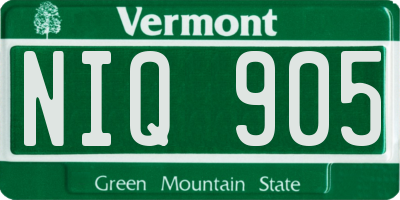 VT license plate NIQ905