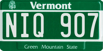 VT license plate NIQ907