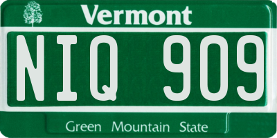 VT license plate NIQ909