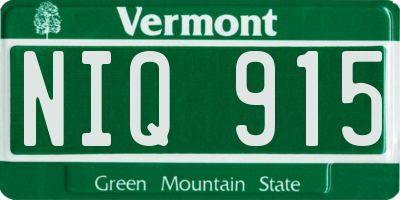 VT license plate NIQ915