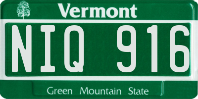 VT license plate NIQ916