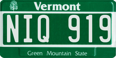 VT license plate NIQ919