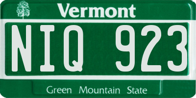 VT license plate NIQ923