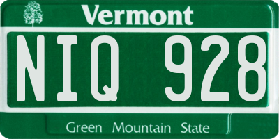 VT license plate NIQ928