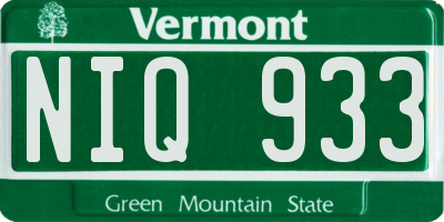 VT license plate NIQ933