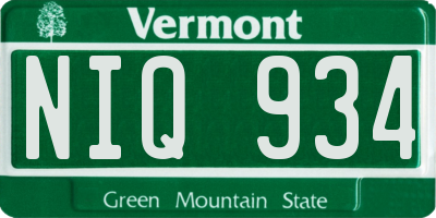 VT license plate NIQ934