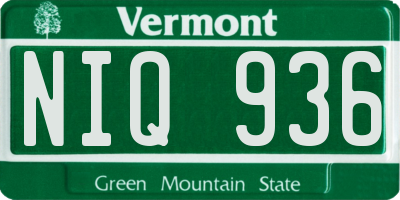 VT license plate NIQ936