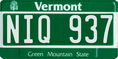 VT license plate NIQ937