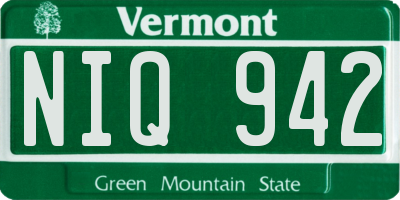 VT license plate NIQ942