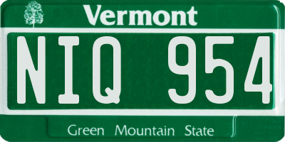 VT license plate NIQ954