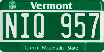 VT license plate NIQ957