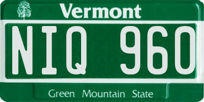 VT license plate NIQ960