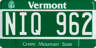 VT license plate NIQ962