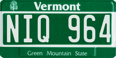 VT license plate NIQ964