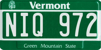 VT license plate NIQ972