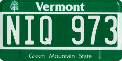VT license plate NIQ973