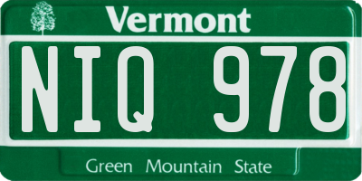 VT license plate NIQ978