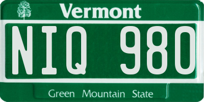 VT license plate NIQ980