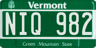 VT license plate NIQ982