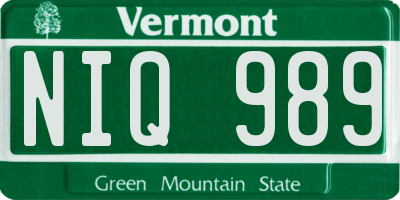 VT license plate NIQ989