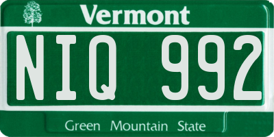 VT license plate NIQ992