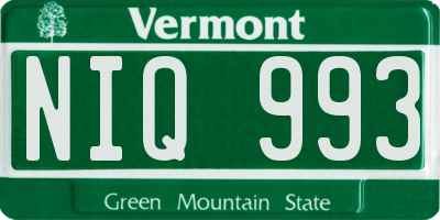 VT license plate NIQ993