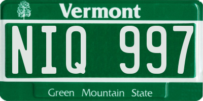 VT license plate NIQ997