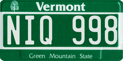 VT license plate NIQ998