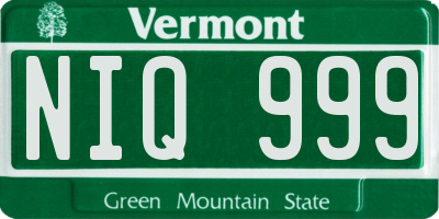 VT license plate NIQ999