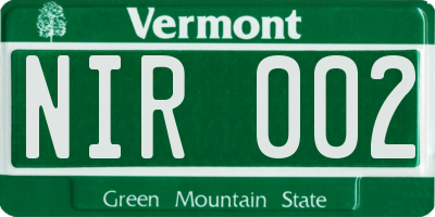VT license plate NIR002