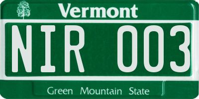 VT license plate NIR003