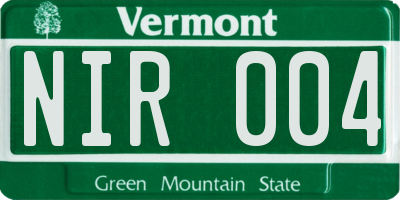 VT license plate NIR004