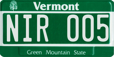 VT license plate NIR005