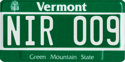 VT license plate NIR009