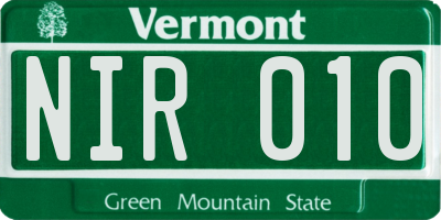 VT license plate NIR010