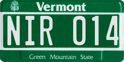 VT license plate NIR014