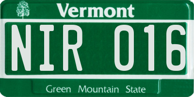 VT license plate NIR016