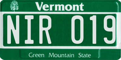 VT license plate NIR019