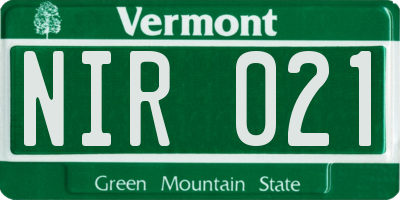 VT license plate NIR021