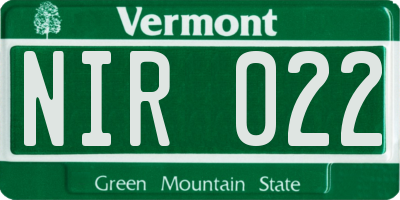 VT license plate NIR022