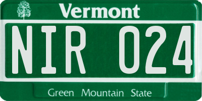 VT license plate NIR024