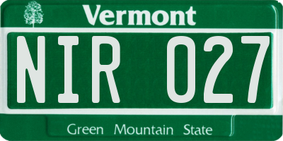VT license plate NIR027