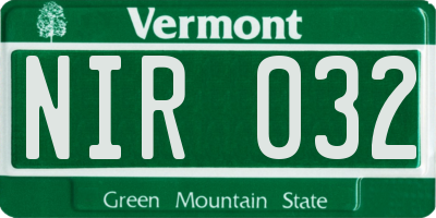 VT license plate NIR032
